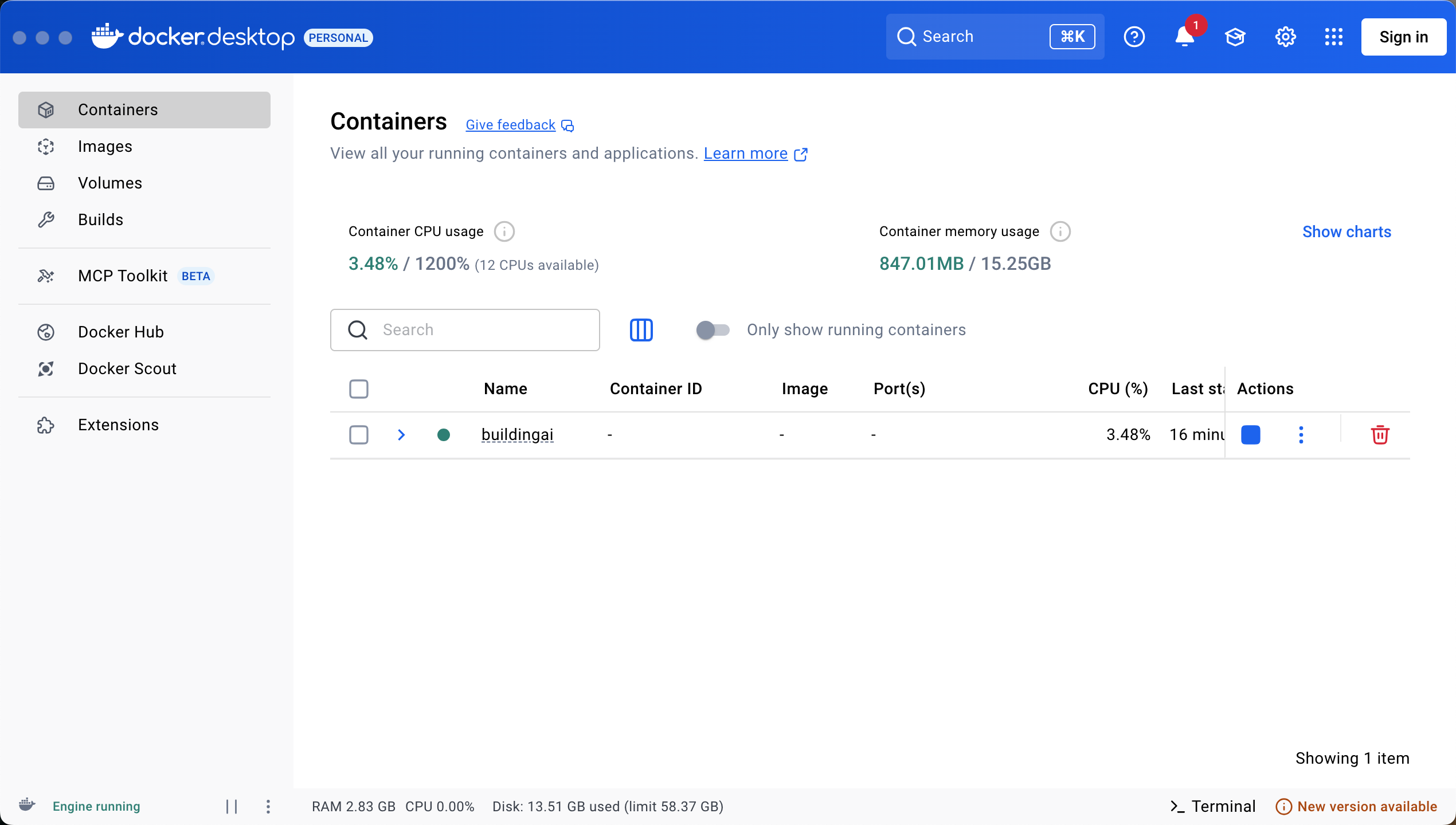 打开 docker程序